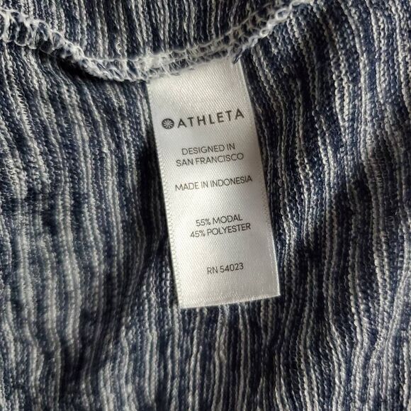 Athleta Women’s XL Long Sleeve Heathered Navy Gray Striped Top Modal Blend - Picture 6 of 8